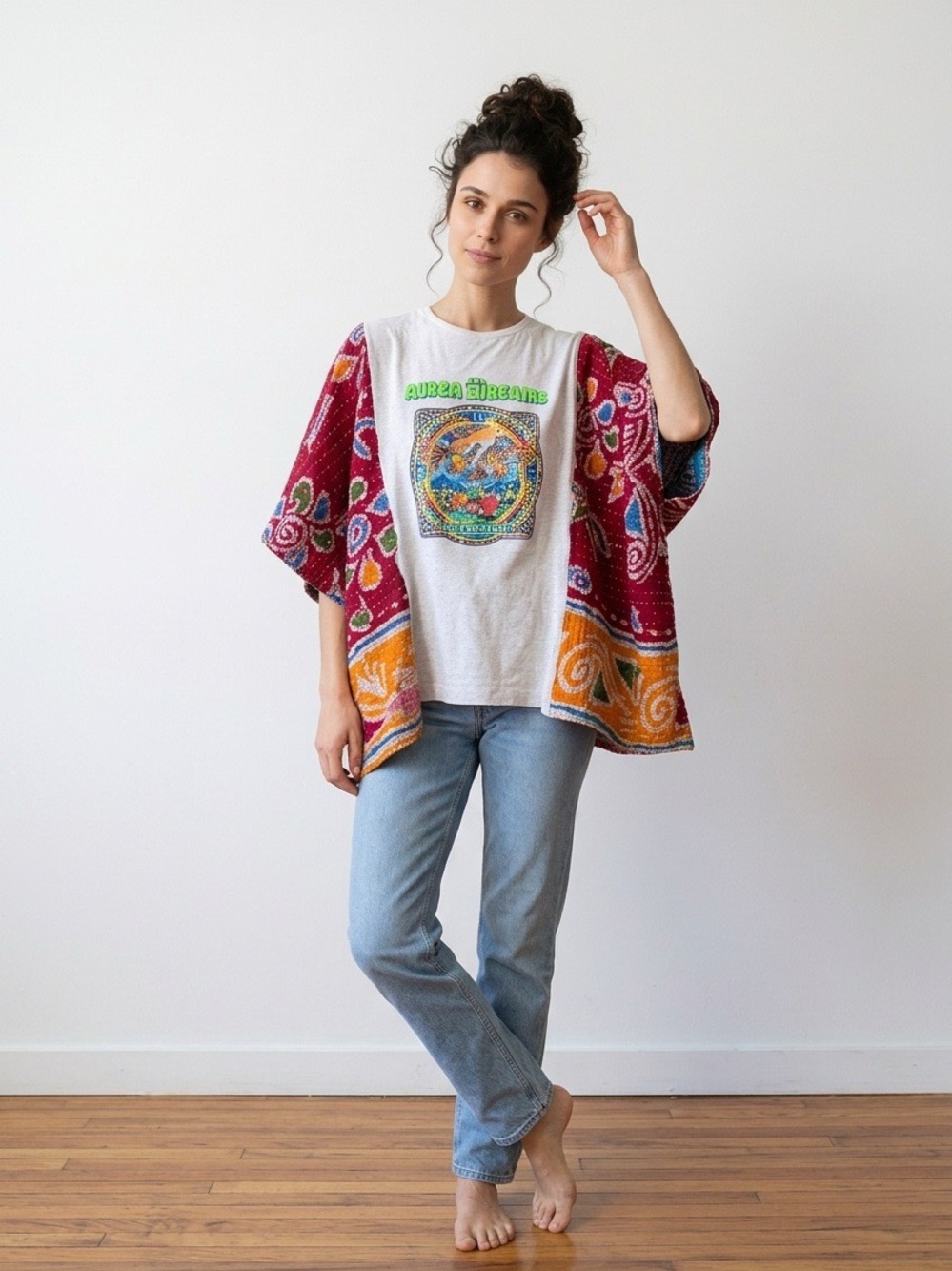 Handcrafted Upcycled Disco Biscuits Kantha Tunic NWT One Size